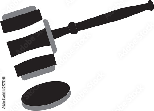 Judge gavel black icon. justice hammer. Isolated on white background. Vector illustration design, Pictogram law.