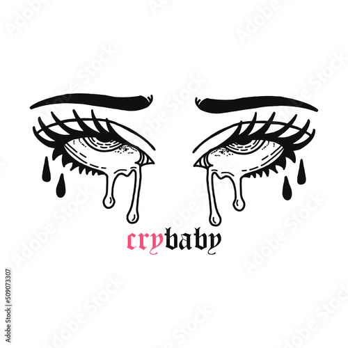 vector illustration of crying eyes concept