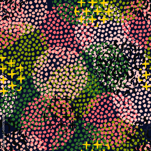 polka dots spots abstract geometric vector seamless pattern