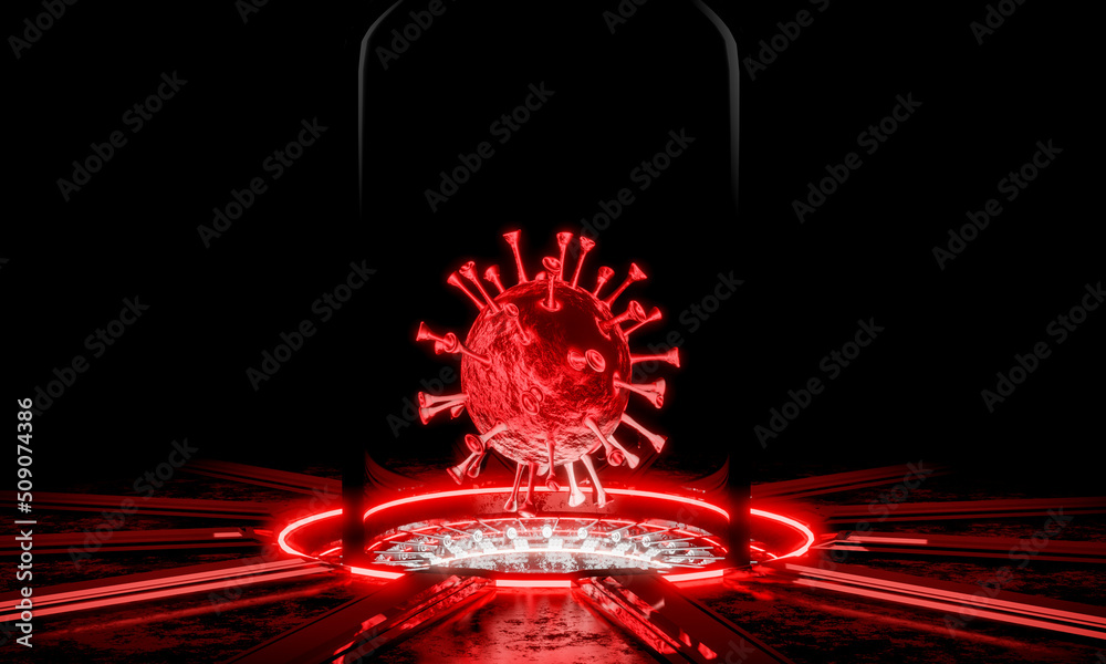 Coronavirus model COVID-19. Experiment to create a virus in the sci-fi ...