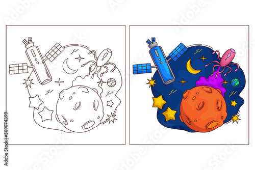 Wallpaper Mural Hand drawn cute space coloring page (10) Torontodigital.ca