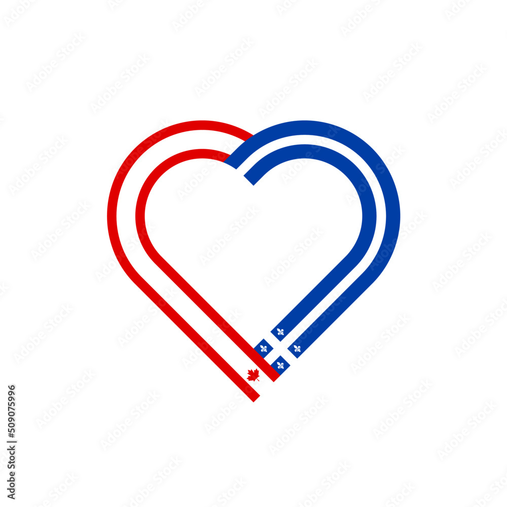 heart ribbon icon with canada and quebec flags. vector illustration isolated on white background heart ribbon icon with canada and quebec flags. vector illustration isolated on white background