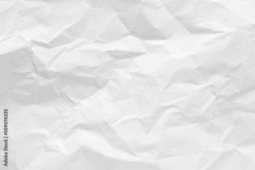 Obraz premium White crumpled paper texture background, clean white wrinkled paper, top view.