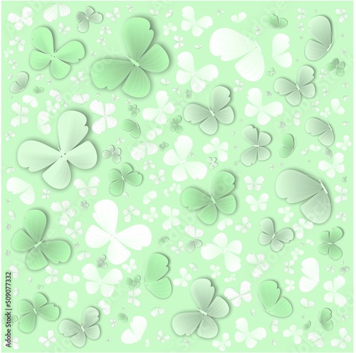 Background with butterflies. Mint background with butterflies. Lots of butterflies. Banner with butterflies.