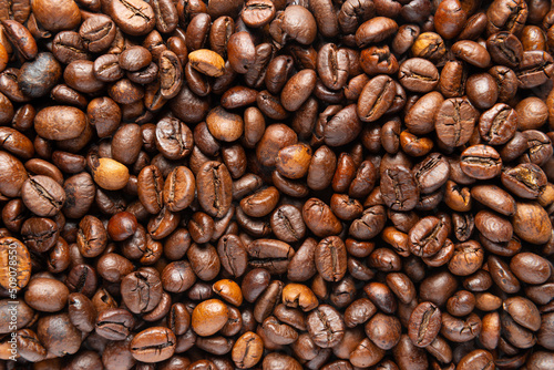 Close up Roasted Coffee Beans Background.