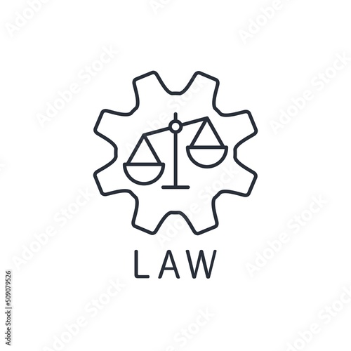 law process.  Vector linear icon isolated on white background.