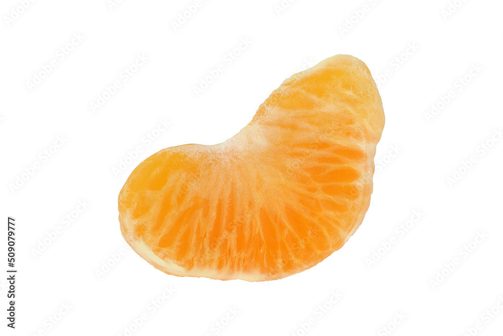 Orange slice of tangerine. Mandarin on a light background. Isolate. Orange slice of tangerine. Mandarin on a light background. Isolate.