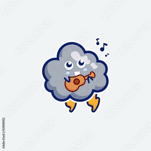 cute character set bundle mascot and sticker design cloud for online shopping emoticon expression face and thunder storm cloud