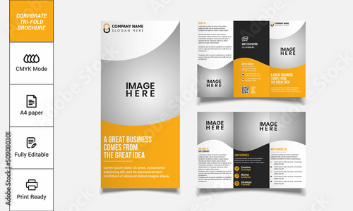 Creative tri-fold brochure design. corporate business template for tri-fold flyer. Layout with modern design vector and abstract background. Creative concept 3 folded flyer or brochure.