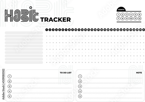 Monthly planner habit tracker blank template