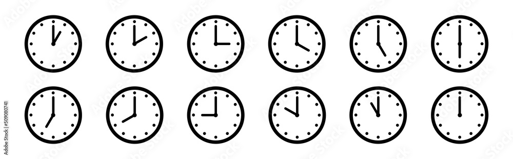 Time and clock icon. Clock analog icon, vector illustration Time and clock icon. Clock analog icon, vector illustration