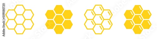 Honeycomb set Icon. Honey bee icon, vector illustration