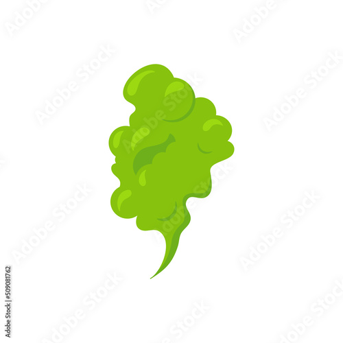 Bad smeeling cloud. Green fart toxic smoke. Cartoon stinky old nasty odor fumes poison gas. Dirt aroma stench. Vector concept isolated on white background