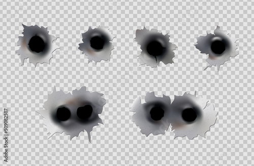 Print op canvas Bullet holes of gun or pistol