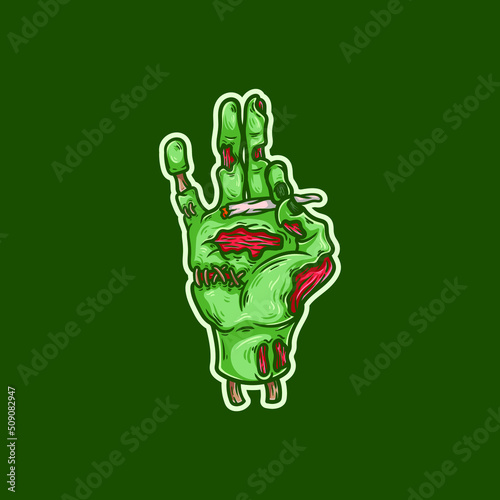 zombie hand holding a weed joint vector illustration
