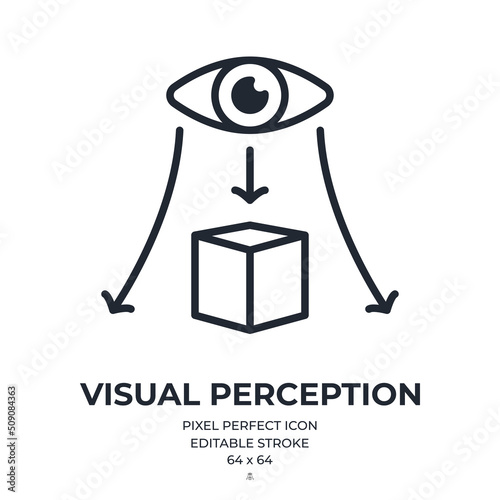 Visual perception editable stroke outline icon isolated on white background flat vector illustration. Pixel perfect. 64 x 64.