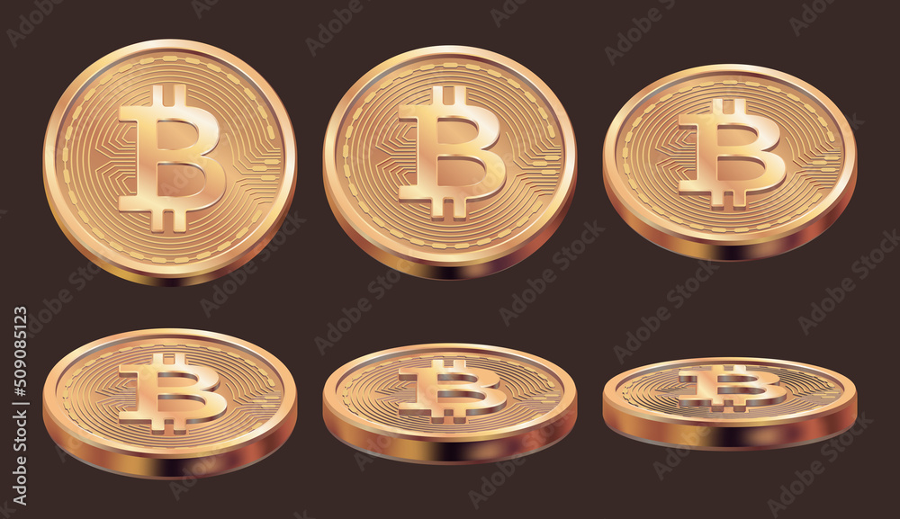 Bitcoin. Crypto money blockchain coins network investment symbols decent vector realistic bitcoin illustrations Bitcoin. Crypto money blockchain coins network investment symbols decent vector realistic bitcoin illustrations