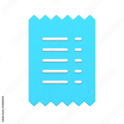 Realistic 3d icon template paper paycheck banking financial transaction vector illustration