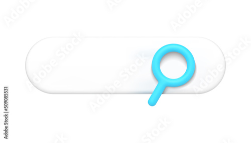 Searching bar internet navigational string blue magnifier front view realistic 3d icon vector