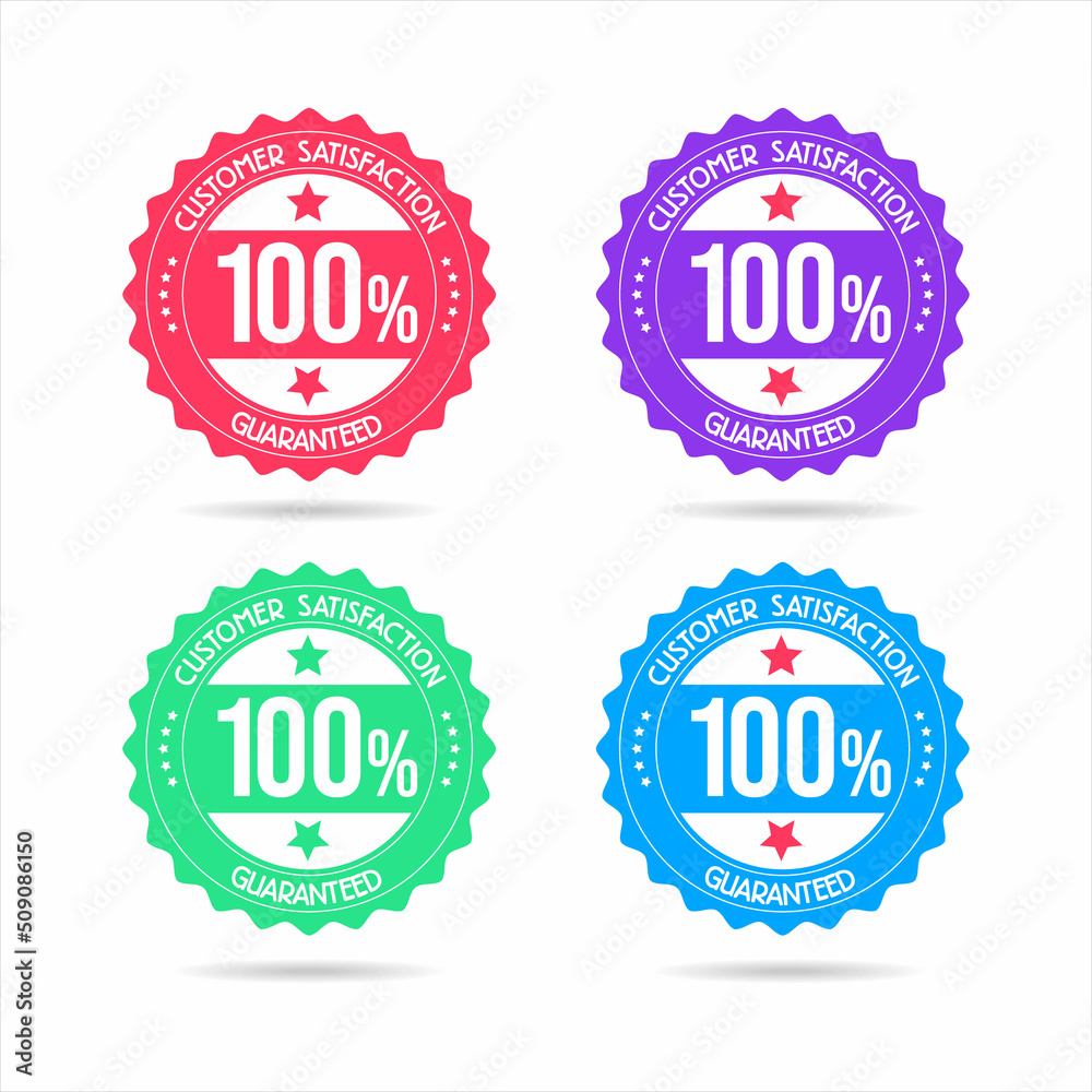 Collection of colorful badge customer satisfaction guaranteed