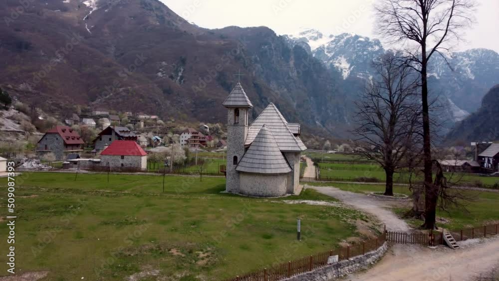 Dronehsot of a Church in the Alps Dronehsot of a Church in the Alps