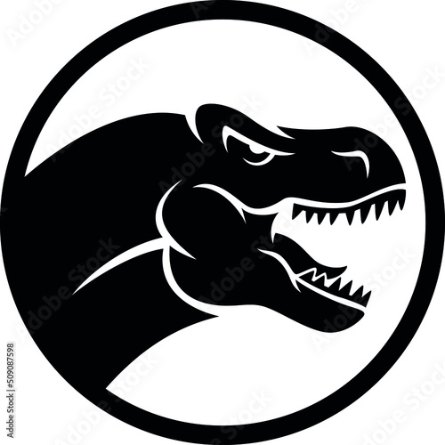 Head of Aggressive Tyrannosaurus Roaring Logo Template Design