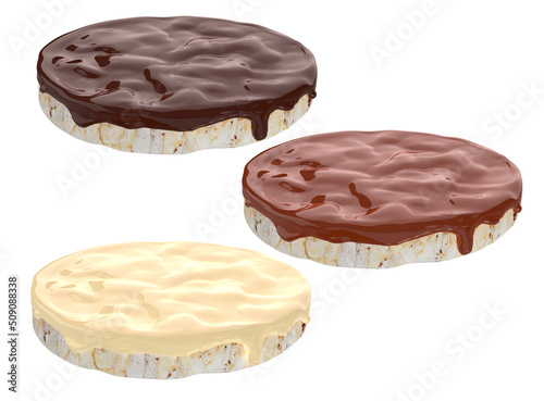Принти на полотні Rice cake dipped in milk and dark chocolate