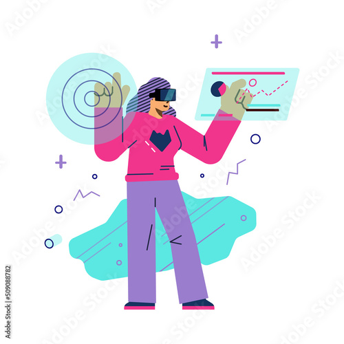Metaverse or Virtual reality technology, flat vector illustration isolated.