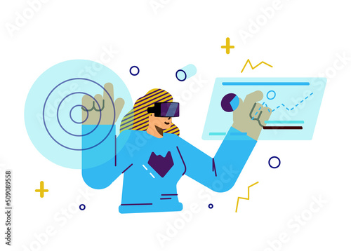 Metaverse digital cyber world concept flat vector illustration isolated.