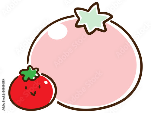 かわいいトマトのキャラクターのデフォルメフレームイラスト