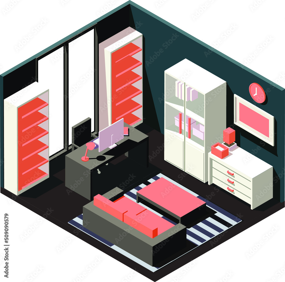 isometric workroom vector illustration isometric workroom vector illustration