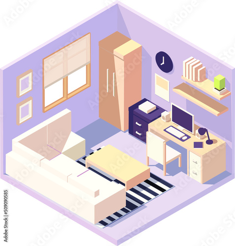 isometric workroom vector illustration
