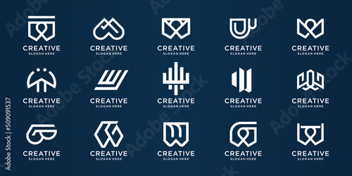 set of abstract w logo template. initial letter W design template inspiration.