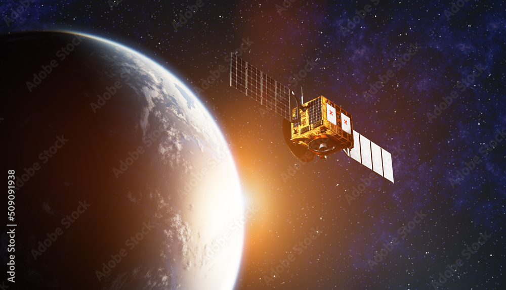Space satellite near Earth Space satellite near Earth