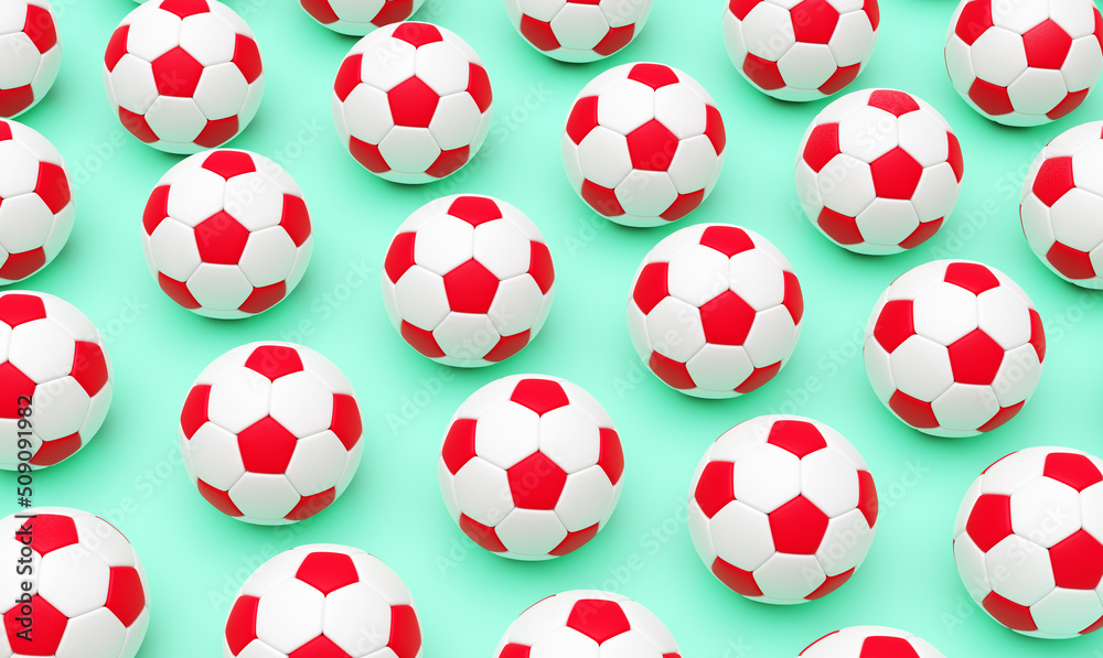 Football soccer balls flat lay background Football soccer balls flat lay background