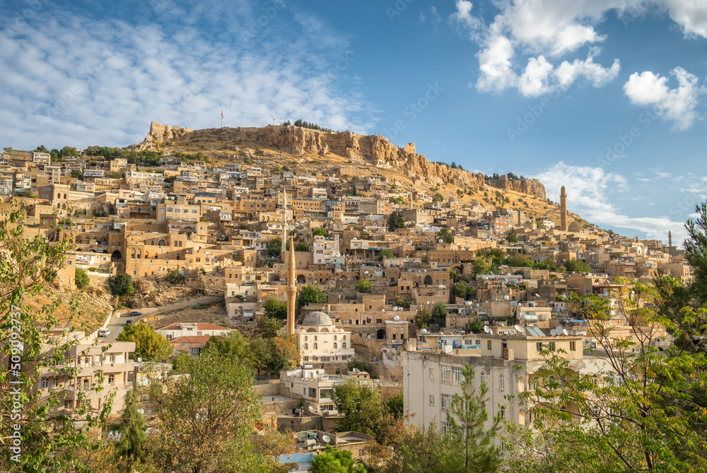 Mardin old town cityscape with its traditional stone houses in Eastern Turkey