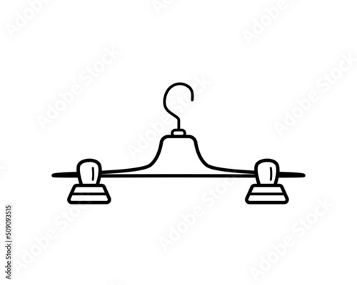 Icon clothes hanger, accessory wardrobe fitting room. Vector illustration of an isolate on a white background.