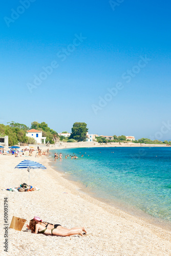 Fototapeta Naklejka Na Ścianę i Meble -  The amazing beach of Agios Isidoros, near Plomari village, in Lesvos island, Aegean Sea, Greece, Europe.