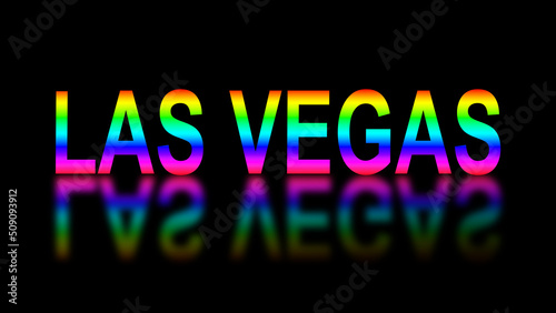 Rainbow colored city sign with reflection illustrating diversity, inclusion and equality
