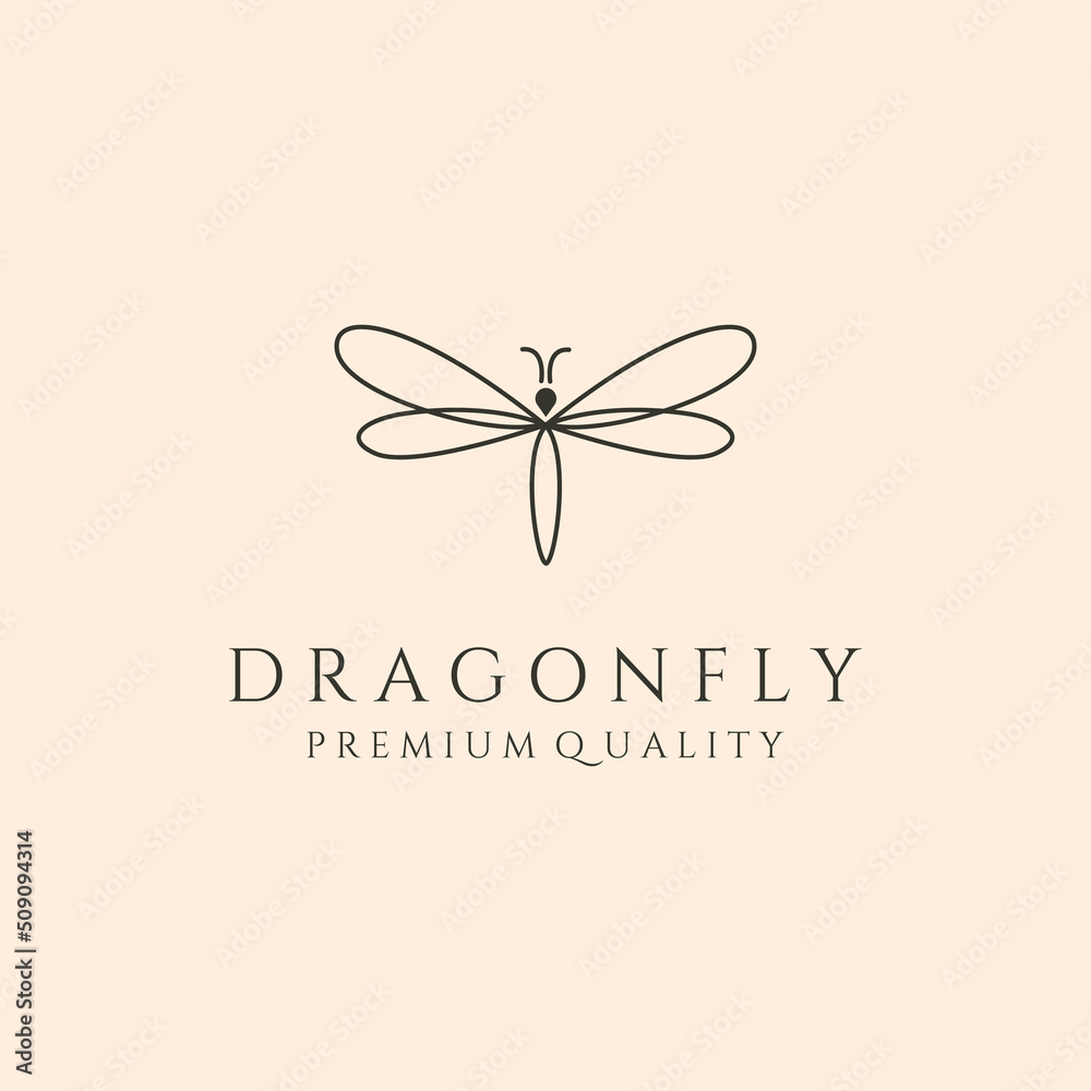 dragonfly icon line art logo vector symbol illustration design - obrazy, fototapety, plakaty 