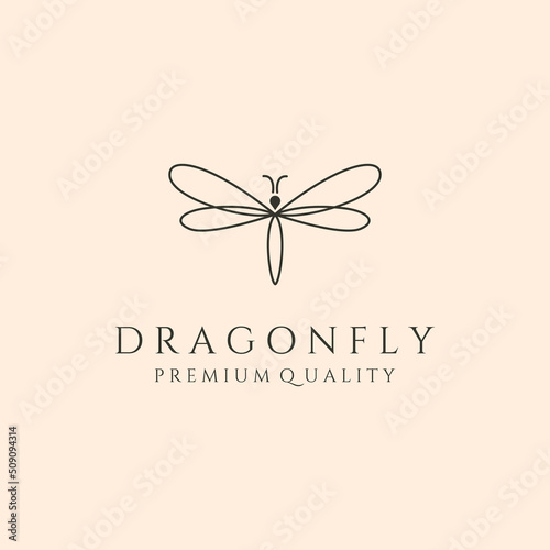 dragonfly icon line art logo vector symbol illustration design