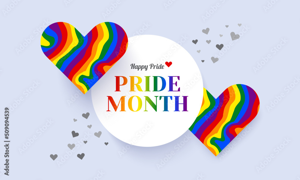 Happy pride month - rainbow pride ribbon roll heart shape with hands ...