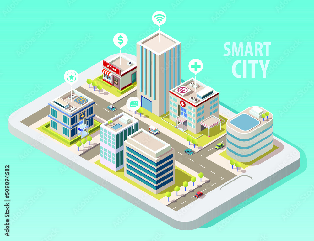 Isometric smart city 