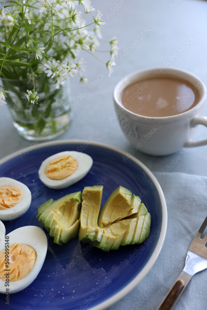 Breakfast with egg and avocado