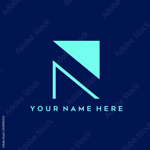 Letter N logo. Alphabet initial. Lettering sign isolated on dark background. Modern design, web, tech, minimalist style icon for brand identity. Typography monogram. 