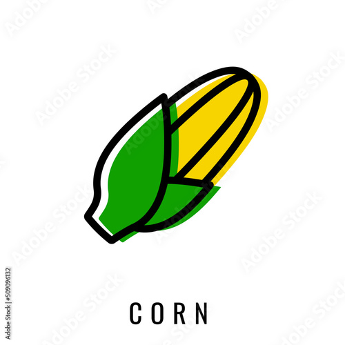Corns Icon. Vector Set Sweet corns in Line style. Isolated Maize Logo. Stylish solution for app or website.