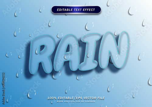 blue rain alphabet text editable effect with water background