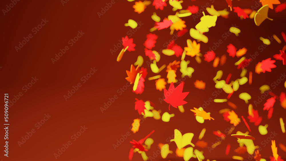 紅葉とイチョウの葉。茶色の背景。落ち葉のイメージ画像。（フロント）