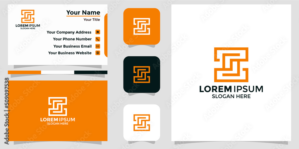 letter S design logo and branding card