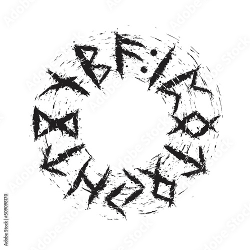 Runic alphabet scandinavian letters circle
